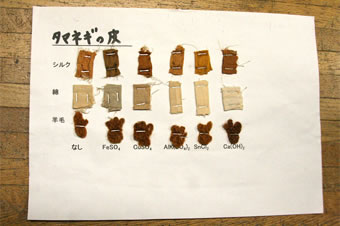 タマネギの皮の色素による草木染